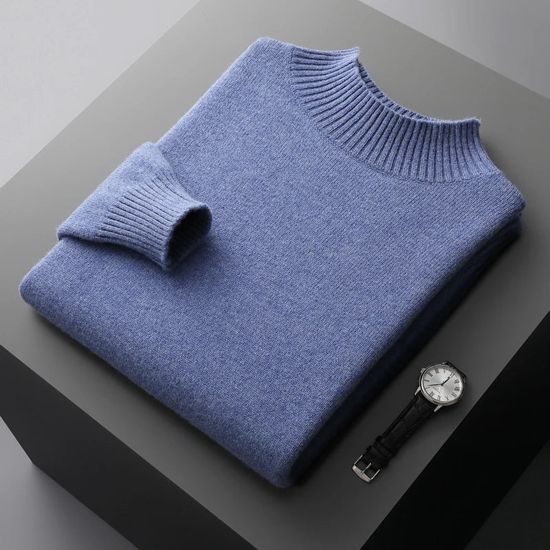Elegante jersey de cuello alto de lana merino