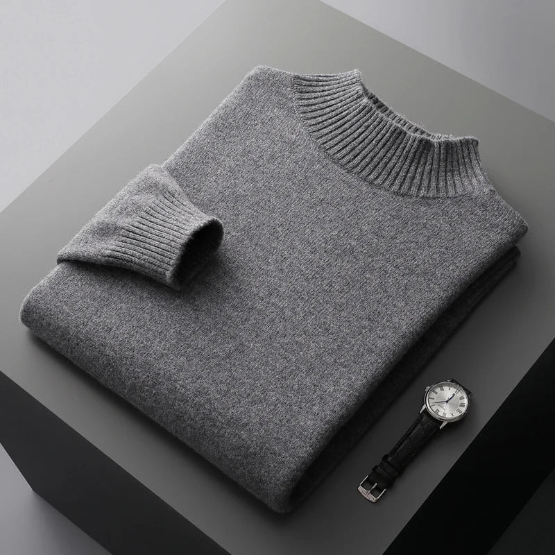 Elegante jersey de cuello alto de lana merino