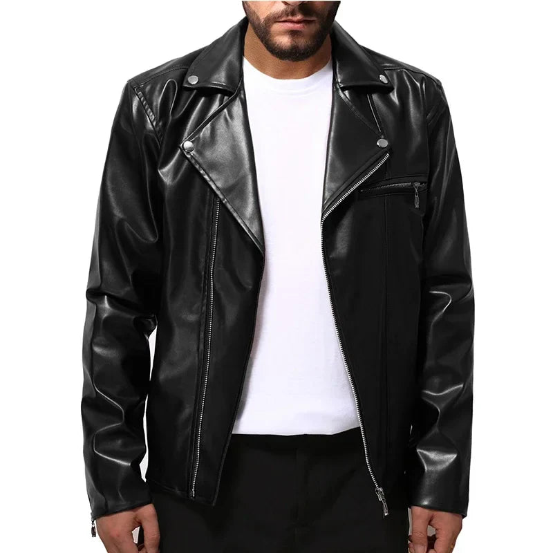 Chaqueta casual de cuero para hombre