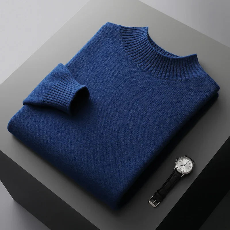 Elegante jersey de cuello alto de lana merino