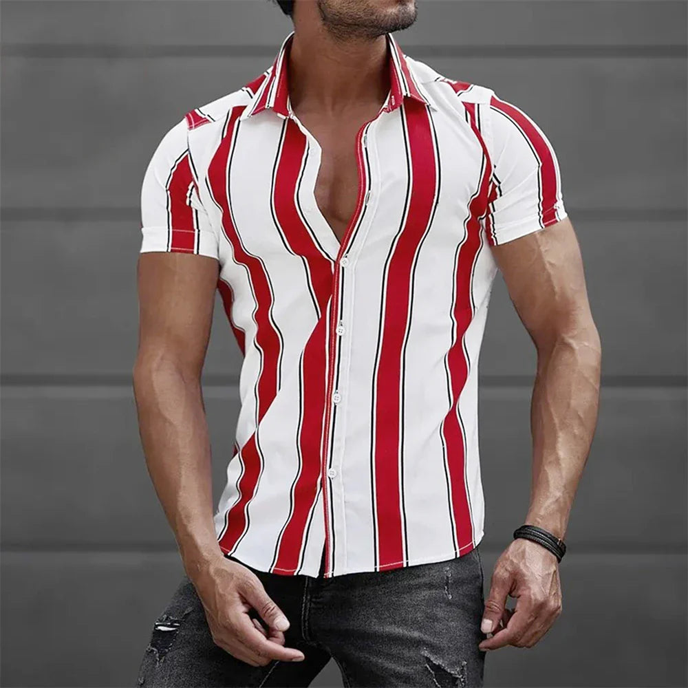 Camisa de verano de manga corta a rayas
