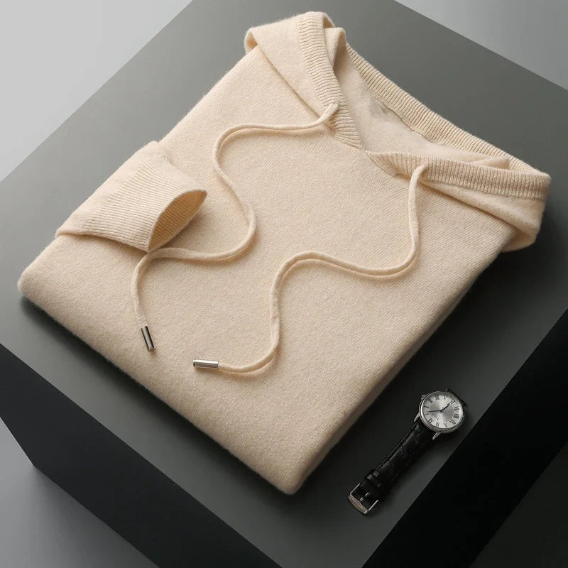 Elegante sudadera con capucha de lana australiana