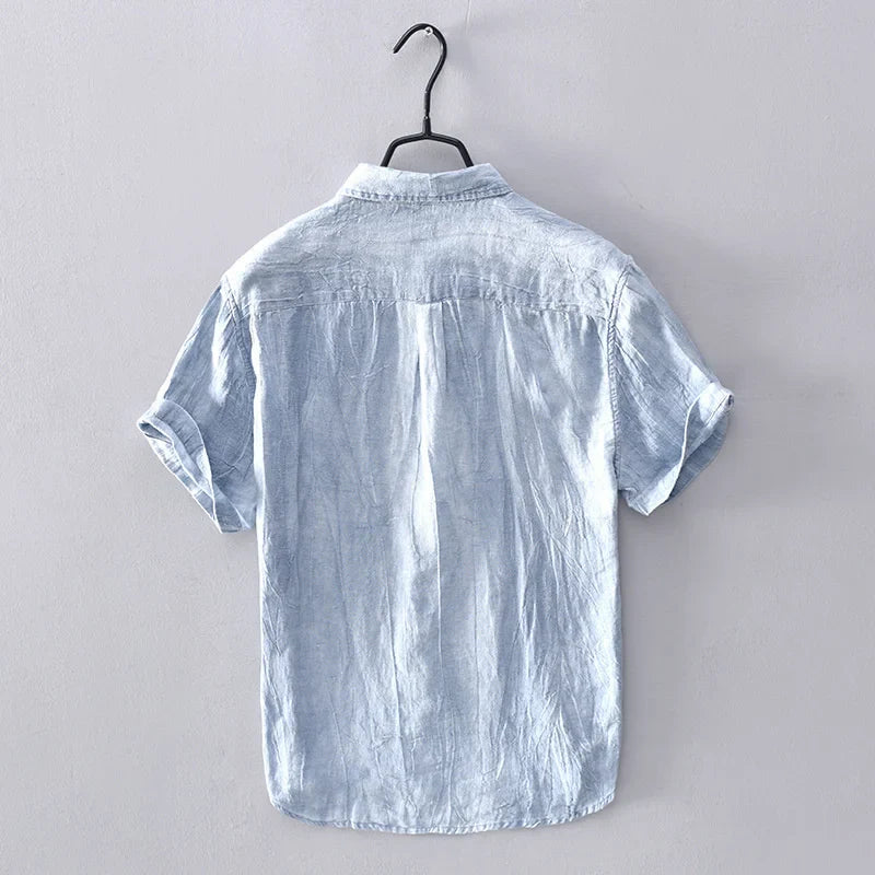Elegante camisa de lino de estilo japonés
