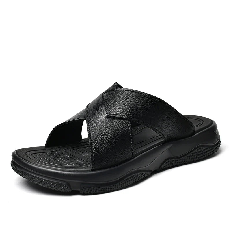 Sandalias de playa elegantes de piel