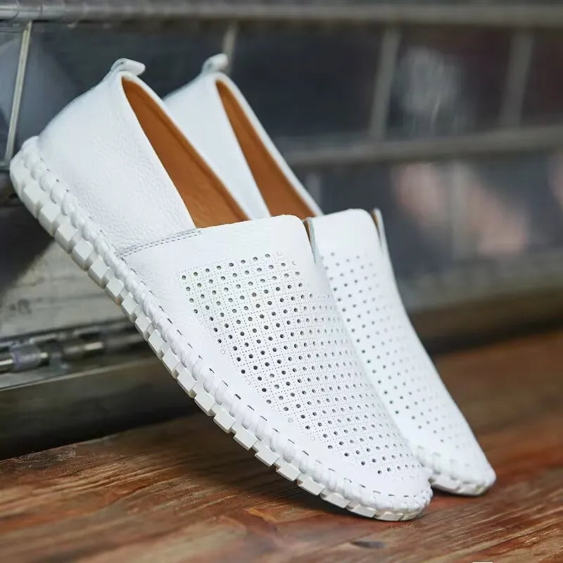 Elegantes mocasines transpirables de piel