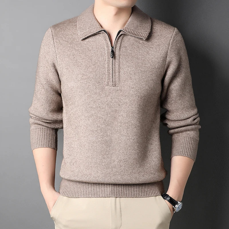 Jersey elegante de cachemira con cremallera