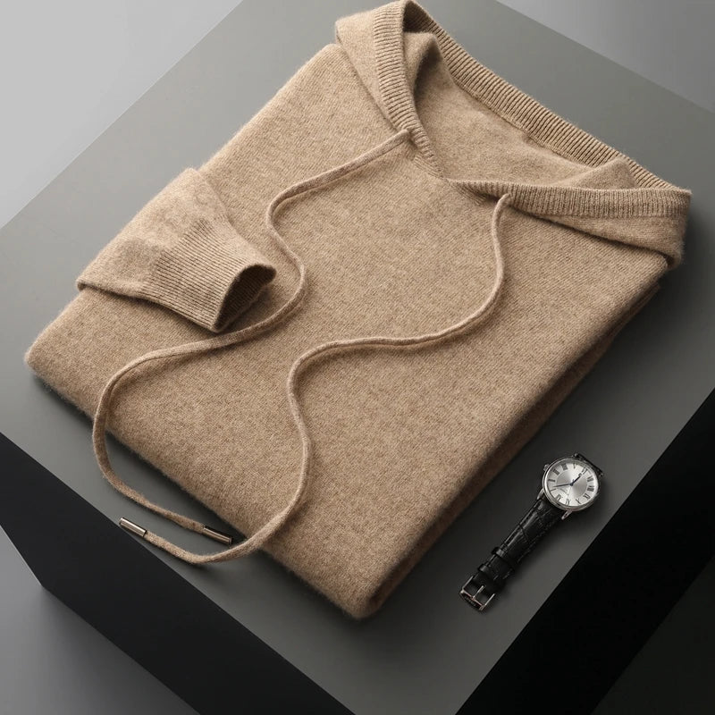 Elegante sudadera con capucha de lana australiana