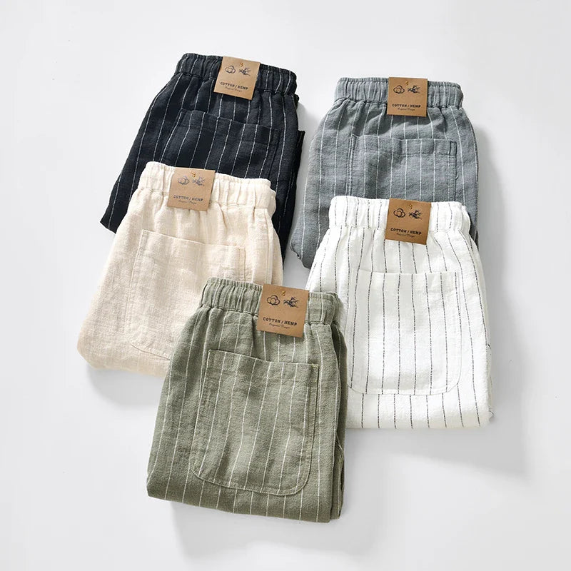 Pantalones cortos elegantes de algodón y lino