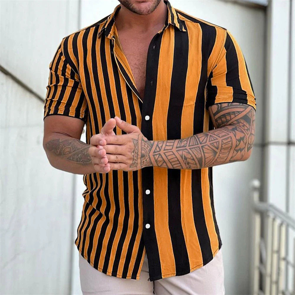 Camisa de verano de manga corta a rayas