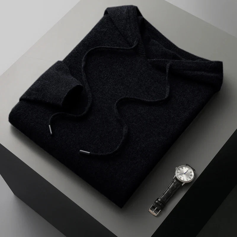 Elegante sudadera con capucha de lana australiana