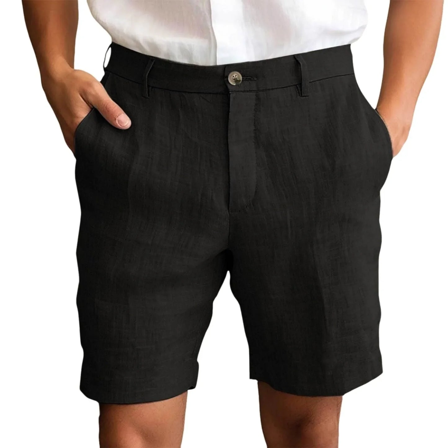 Elegantes pantalones cortos de lino