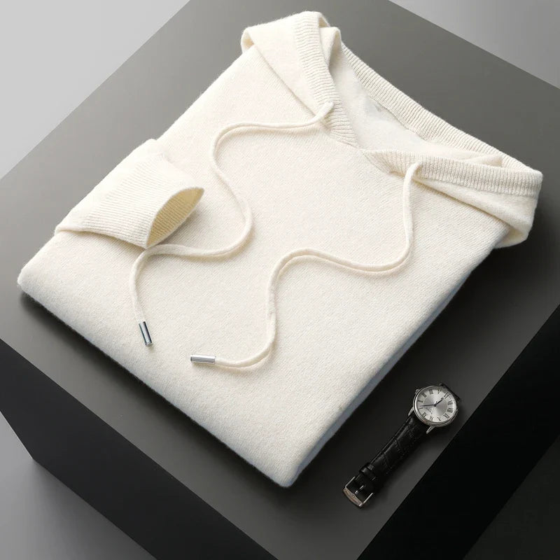 Elegante sudadera con capucha de lana australiana