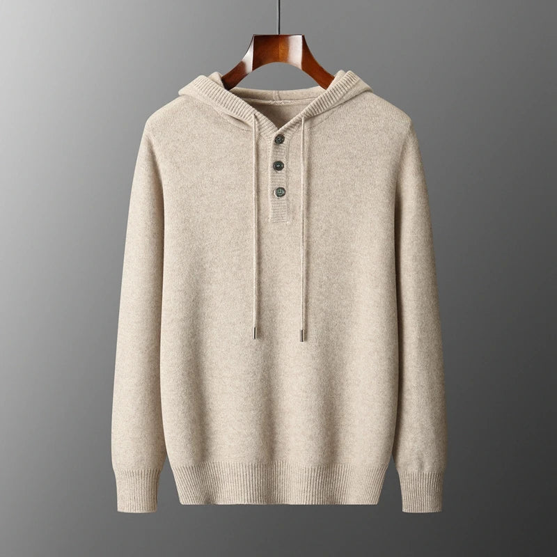 Elegante sudadera con capucha de lana merina