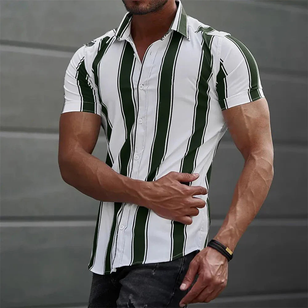 Camisa de verano de manga corta a rayas