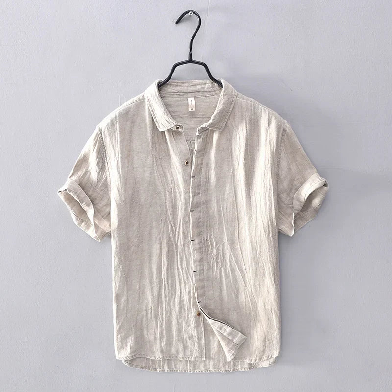 Elegante camisa de lino de estilo japonés