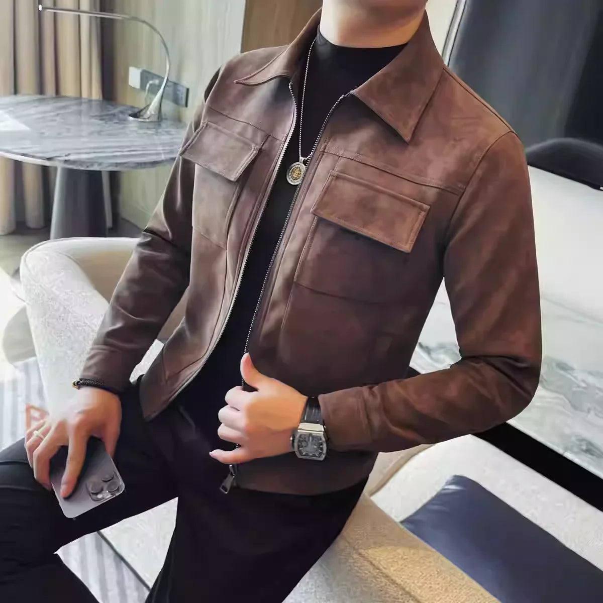 Chaqueta informal de ante