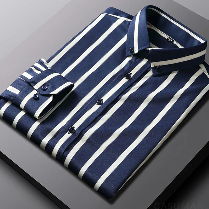 Givalli - Camisa casual a rayas para hombre
