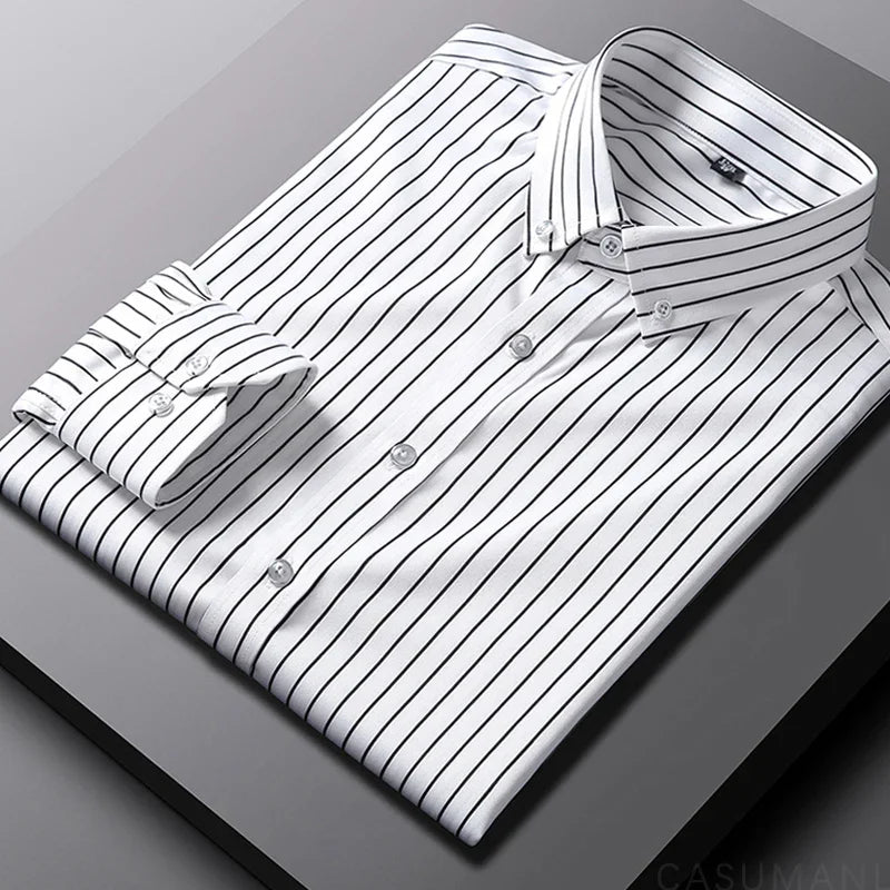 Givalli - Camisa casual a rayas para hombre