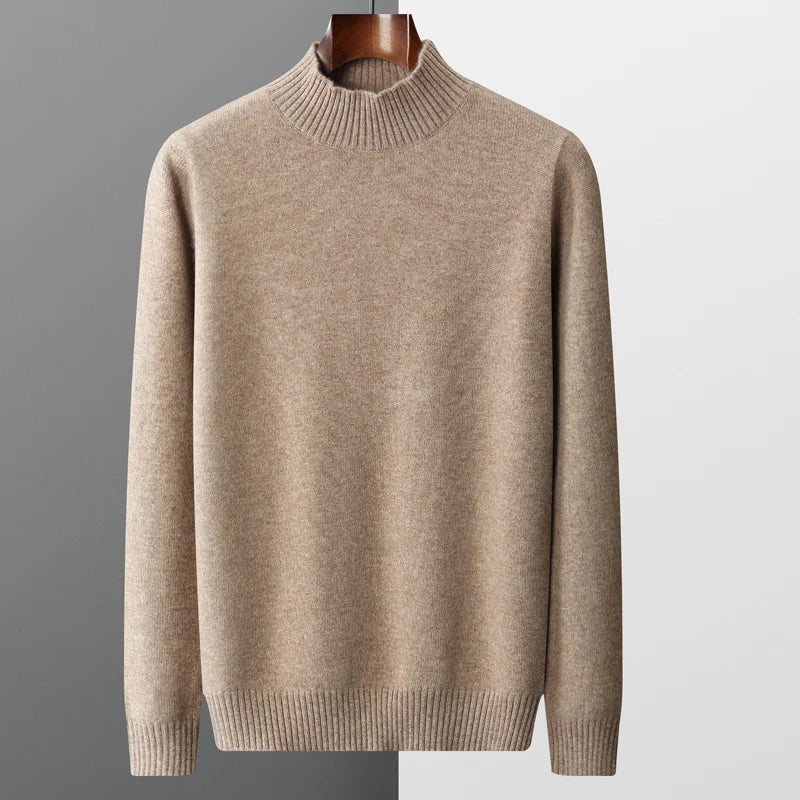 Elegante jersey de cuello alto de lana merino