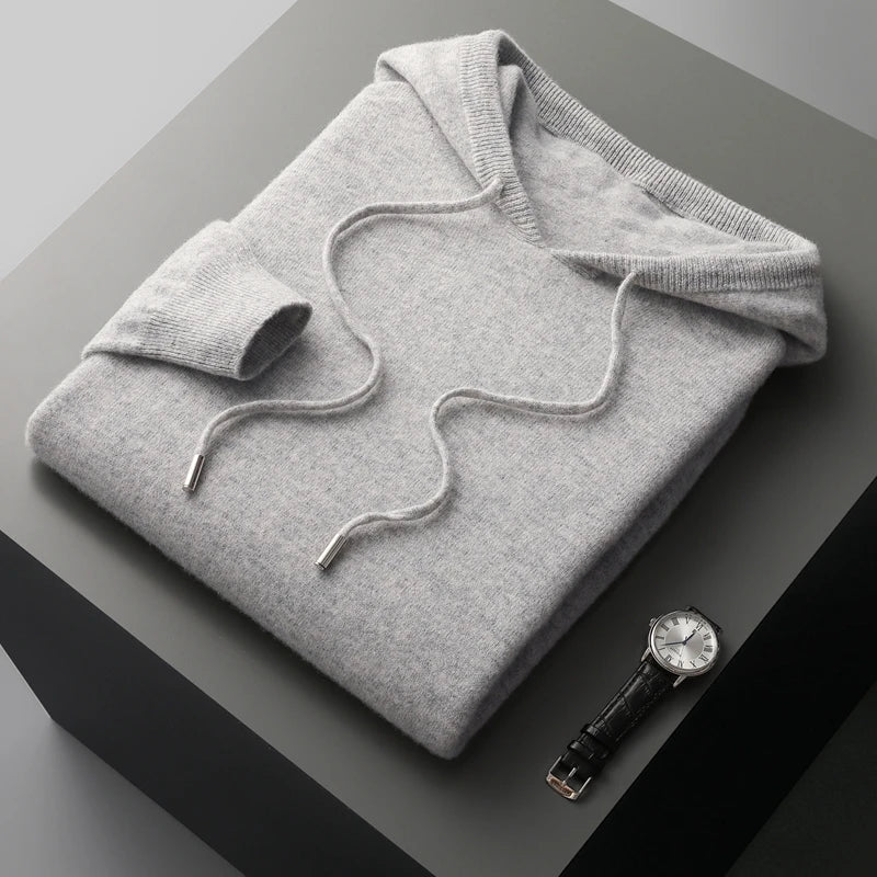 Elegante sudadera con capucha de lana australiana