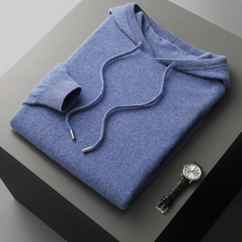 Elegante sudadera con capucha de lana australiana