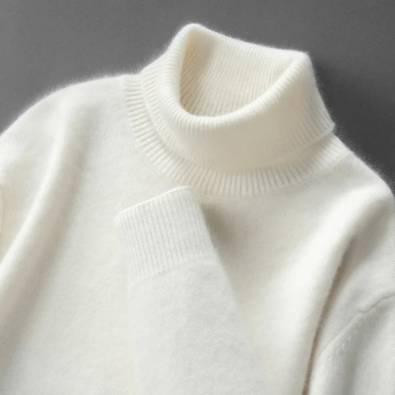 Elegante jersey de cuello alto de cachemira