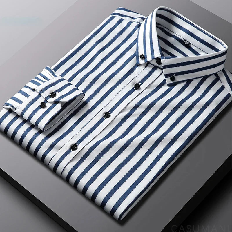 Givalli - Camisa casual a rayas para hombre