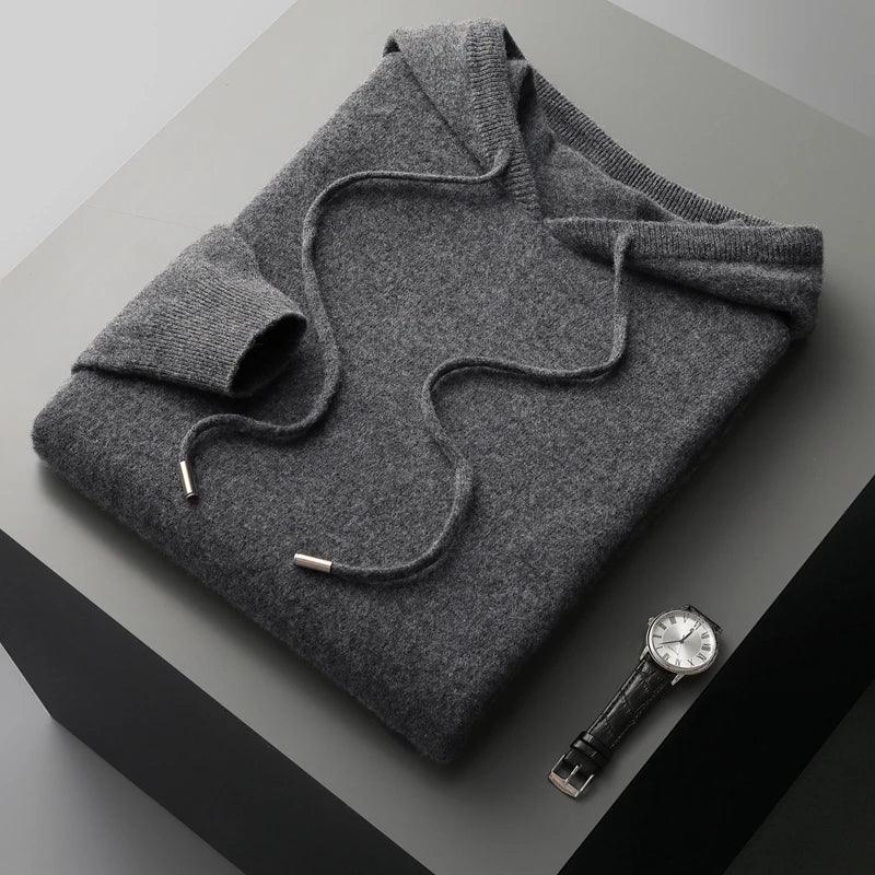 Elegante sudadera con capucha de lana australiana