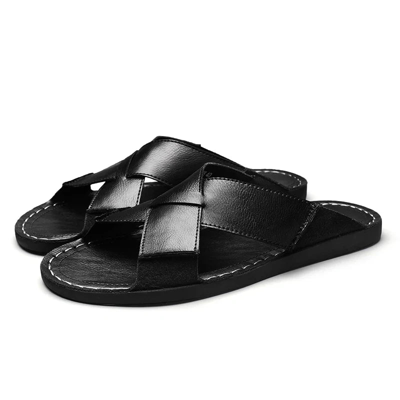 Zapatillas sin cordones de cuero de estilo retro para hombre