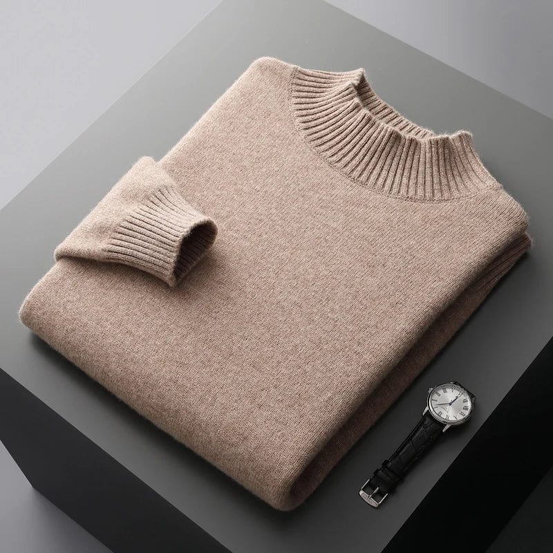 Elegante jersey de cuello alto de lana merino