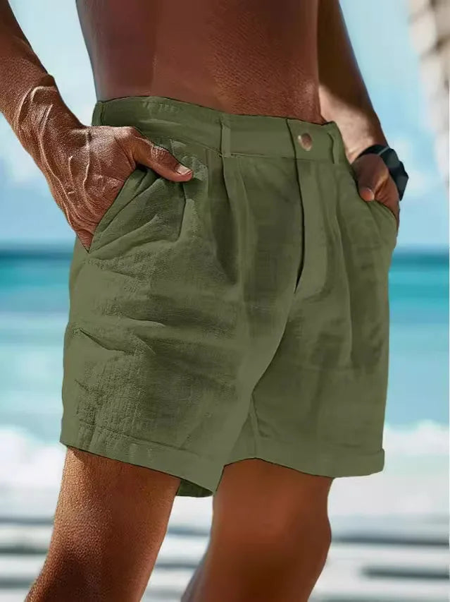 Pantalones cortos elegantes de algodón y lino