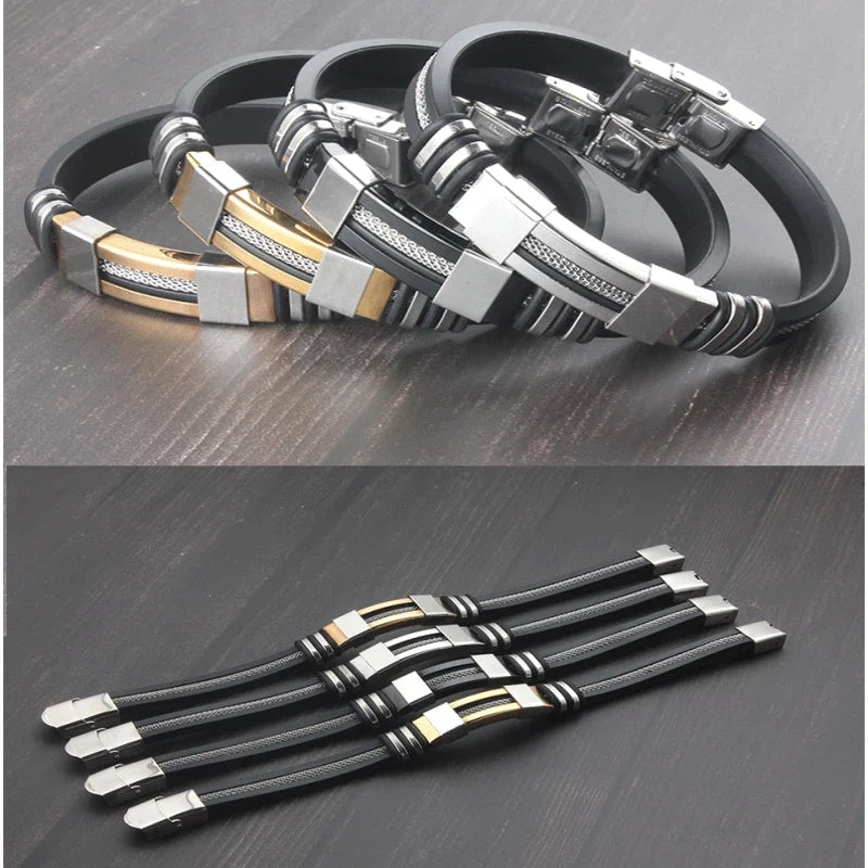 Pulsera de acero inoxidable y piel de silicona