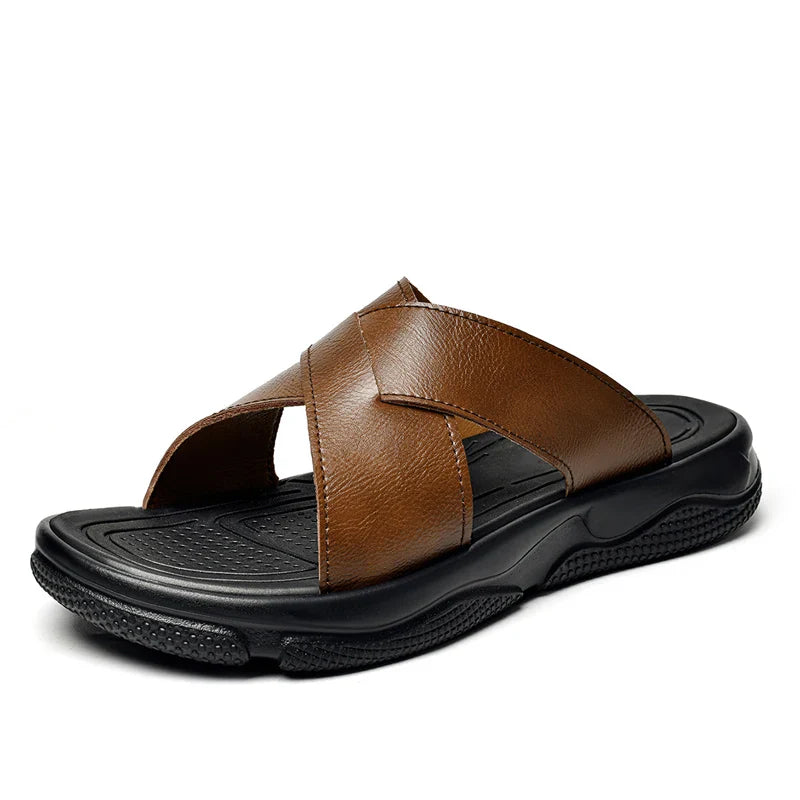 Sandalias de playa elegantes de piel