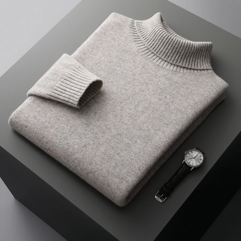 Jersey de cuello alto de lana merino de Viena