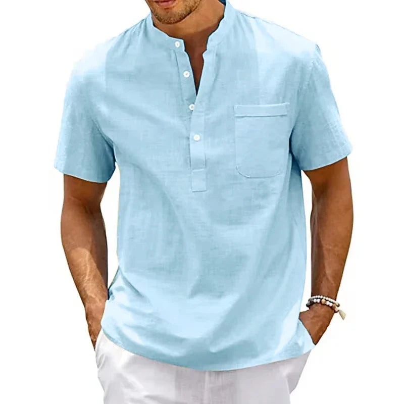 Elegante camisa de algodón de manga corta