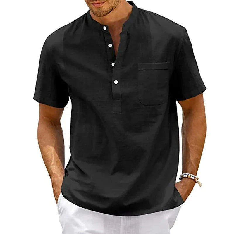 Elegante camisa de algodón de manga corta