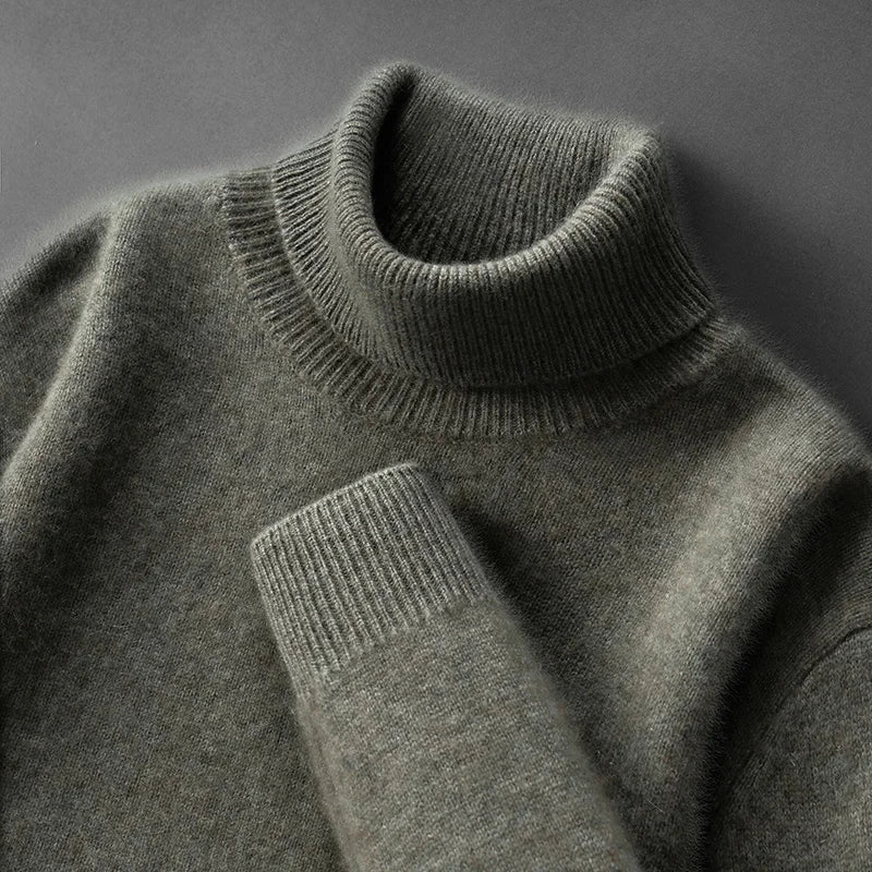Elegante jersey de cuello alto de cachemira