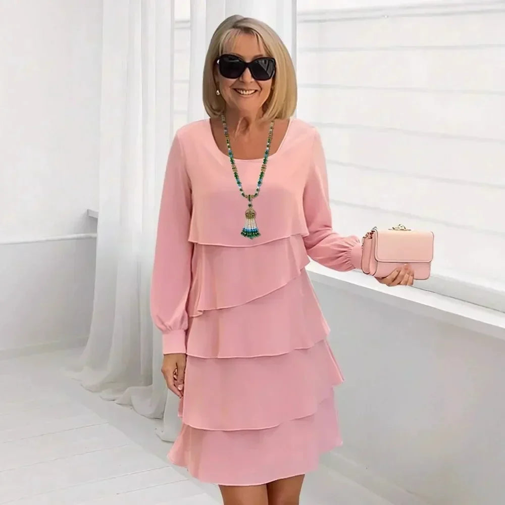 Teresa – Vestido Elegante y Fluido con Volantes