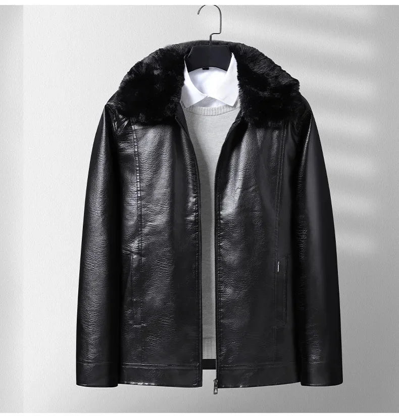 Chaqueta de cuero polar grueso