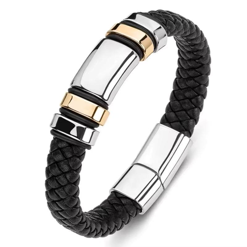 Pulsera clásica de cuero multicapa
