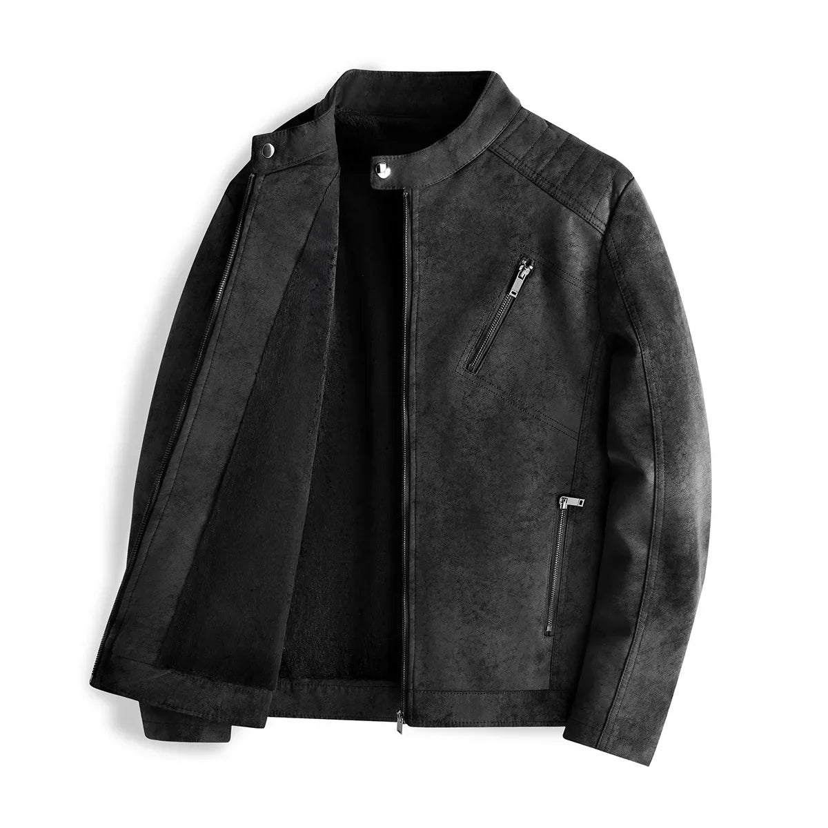 Elegante chaqueta de piel con forro polar