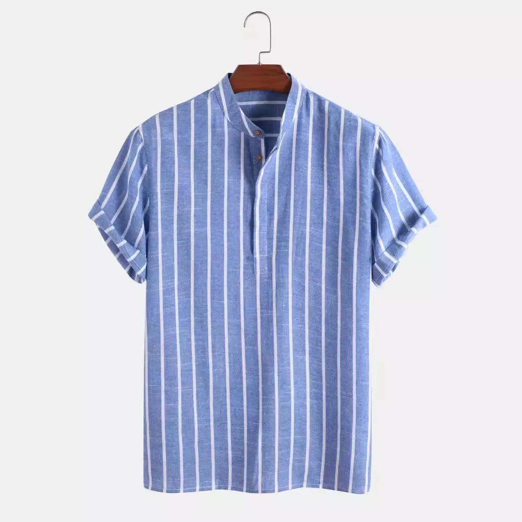 Elegante camisa de rayas de manga corta