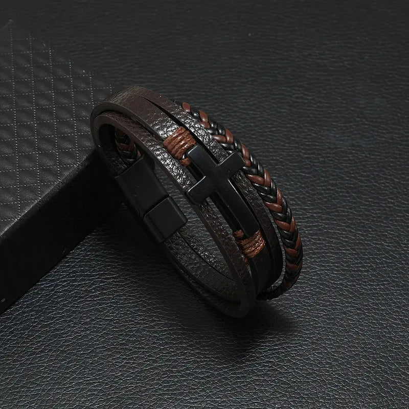 Símbolo Musical Pulsera de cuero para hombre