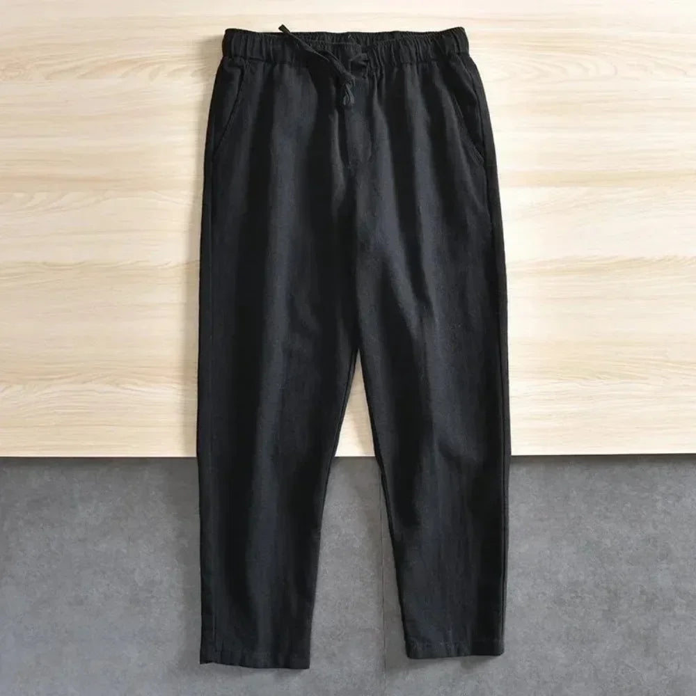 Pantalones informales de algodón y lino