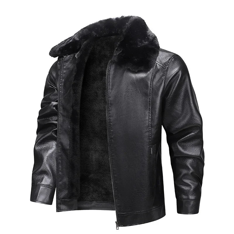 Chaqueta de cuero polar grueso