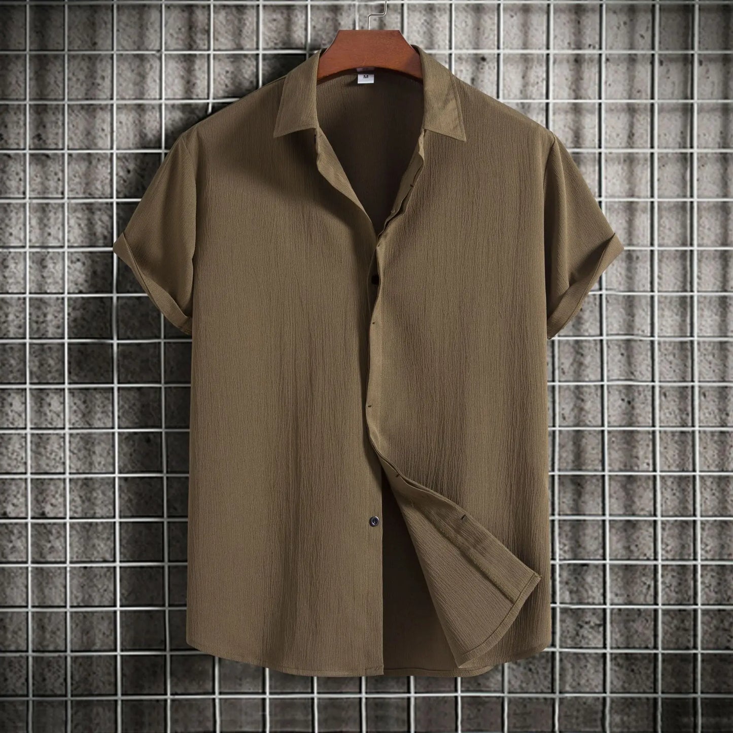 Camisa de manga corta de algodón y lino