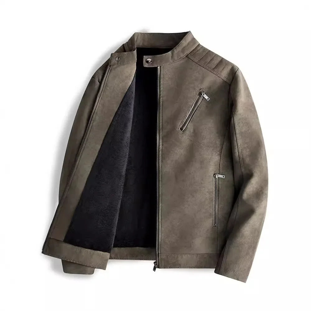 Elegante chaqueta de piel con forro polar