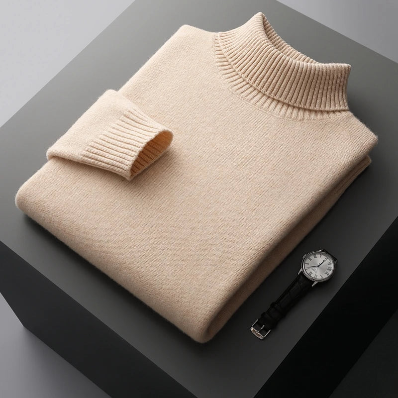 Jersey de cuello alto de lana merino de Viena