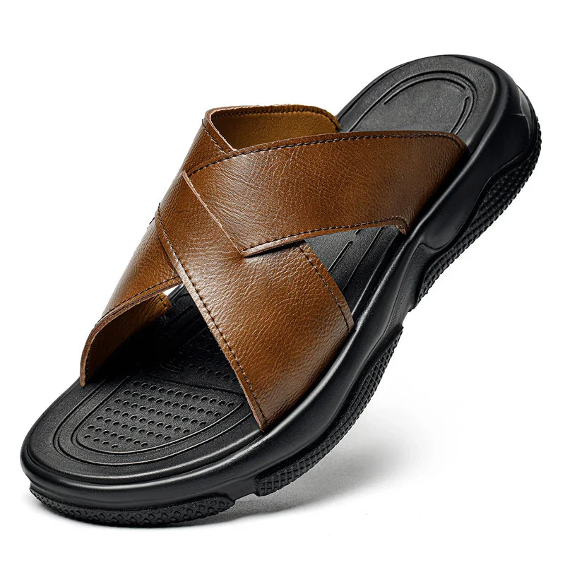 Sandalias de playa elegantes de piel