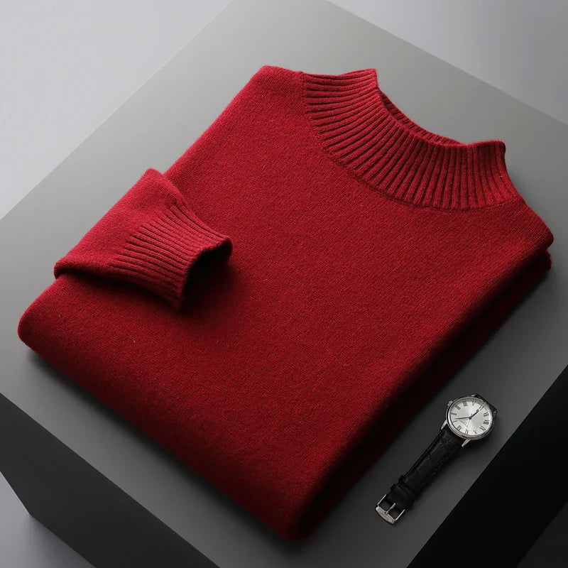 Elegante jersey de cuello alto de lana merino